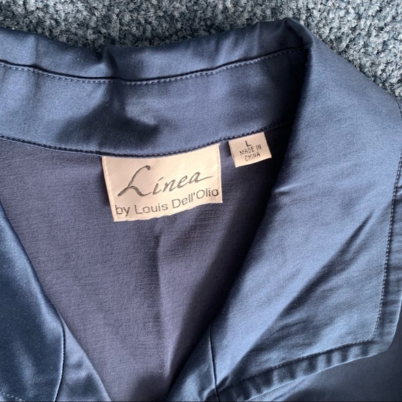 Linea by Louis Dell'Olio Blue Shiny Blazer Jacket Shirt - Picture 4 of 11